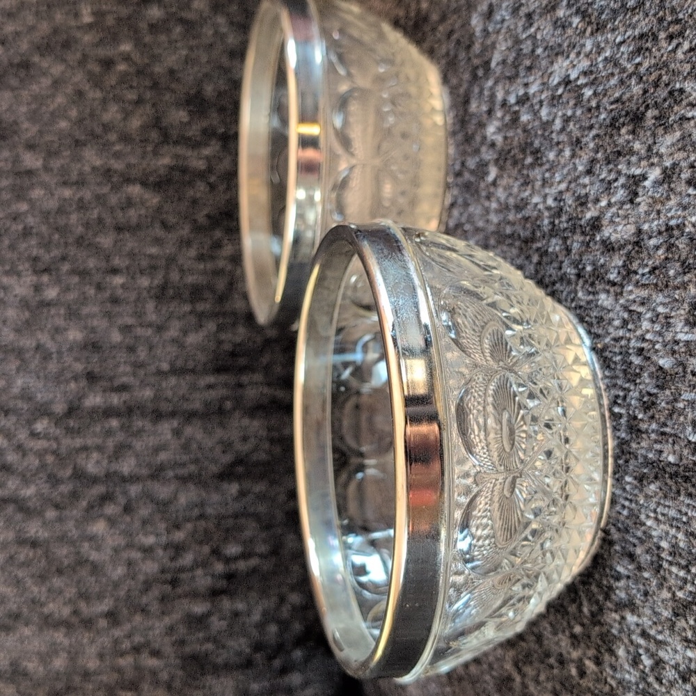 Vintage Silver Plated Rim Bowls
